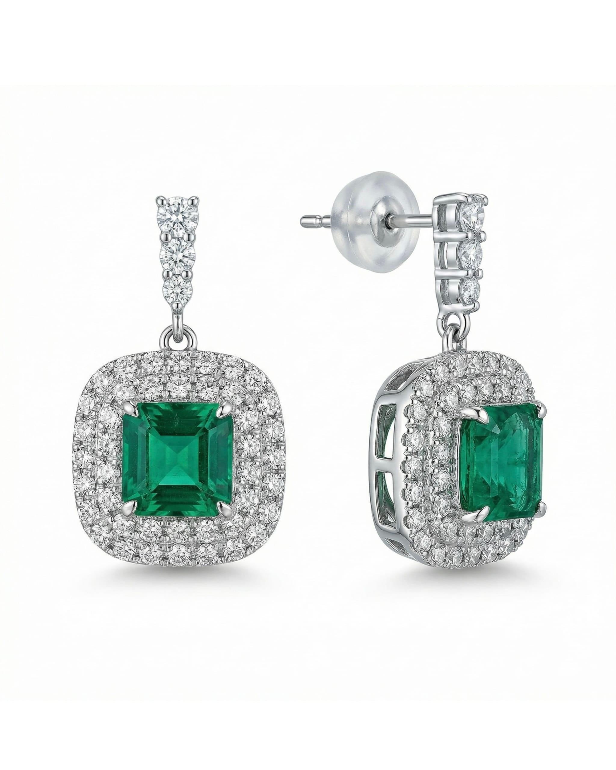 Round Emerald Earrings - Colombia